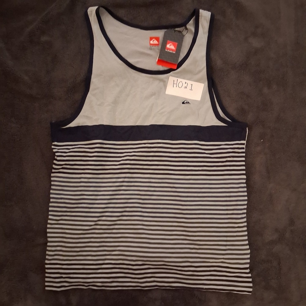 Quiksilver Tank Top Mens Striped Colorblock Gray Navy Size L Athletic Beach NWT